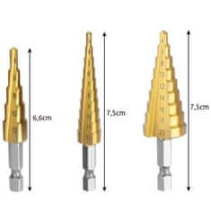 sapro Sada konických vrtáku Bigstren 6661, stupňuvitých, 3ks