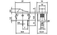 sapro Přepínač kolébkový RS601 2pol./2pin ON-OFF 250V/6A černý