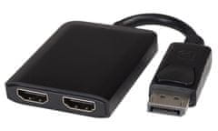 PremiumCord MST adaptér DisplayPort 1.2 - 2x HDMI, rozšíření+zrcadlení+2 obrazy, 4K*2K@60Hz