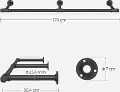 Songmics Nástěnná šatní tyč Torko černá