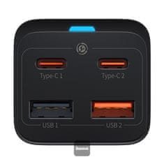 Baseus rychlonabíječka do sítě GaN3 Pro, 2x USB-C, 2x USB 65W černá