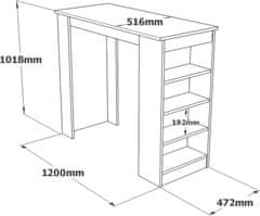 Kalune Design Barový stůl ST1 120 cm borovice Atlantic/bílý