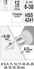 YATO Stupňovitý kuželový vrták 6-38mm - YT-44740