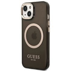 Guess GUHMP14SHTCMK hard silikonové pouzdro iPhone 14 6.1" black Gold Outline Translucent MagSafe