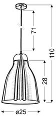 Intesi Pensilvania 1 25 1x60W E27 šedá závěsná lampa