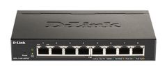 D-Link DGS-1100-08PV2 Smart Switch, 8x 1000Base-T 802.3at PoE, 64W PoE budget, Fanless