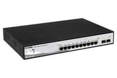 D-Link DGS-1210-10MP L2/L3 Smart+ PoE switch, 8x GbE PoE+, 2x SFP, PoE 130W, fanless