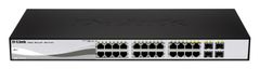 D-Link DGS-1210-24P Smart PoE switch, 24x GbE PoE+, 4x RJ45/SFP, PoE 193W