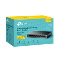 Switch TP-Link LS108GP 8x GLan s PoE+, 62W, kov