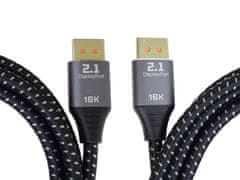 PremiumCord DisplayPort 2.1 kabel, 16K@60Hz,8K@120Hz,4K@240Hz,165Hz,144Hz kovové a zlacené konektory, 2m