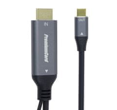 PremiumCord HDMI2.0 na USB-C kabel pro monitory s USB-C konektorem, 4K@60Hz,1080p Aluminium 2m