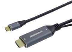 PremiumCord HDMI2.0 na USB-C kabel pro monitory s USB-C konektorem, 4K@60Hz,1080p Aluminium 2m