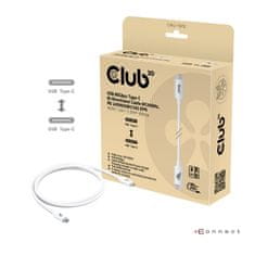 Club 3D Kabel USB4 Typ-C, 80Gbps, Certifikovaný kabel, 4K540Hz, 8K240Hz, 16K60Hz, PD 240W, 1.2m