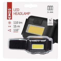 Emos COB LED čelovka P3537, 110 lm, 3x AAA