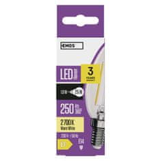 Emos LED žárovka Filament svíčka / E14 / 1,8 W (25 W) / 250 lm / teplá bílá