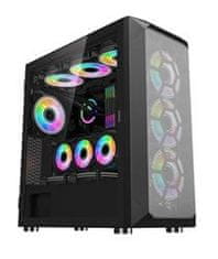 1stCool MiddleTower Wind Storm Black, E-ATX, USB3.0 + set 4x ARGB fan