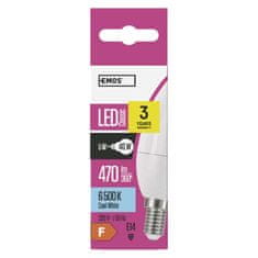 Emos LED žárovka Classic svíčka / E14 / 5 W (40 W) / 470 lm / studená bílá