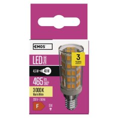 Emos LED žárovka do digestoře Classic JC / E14 / 4,5 W (40 W) / 465 lm / teplá bílá