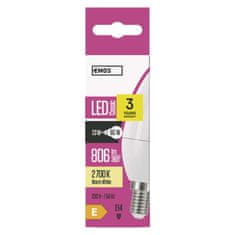 Emos LED žárovka Classic svíčka / E14 / 7,3 W (60 W) / 806 lm / teplá bílá