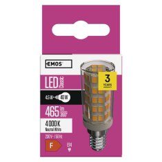 Emos LED žárovka do digestoře Classic JC / E14 / 4,5 W (40 W) / 465 lm / neutrální bílá