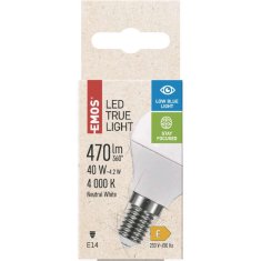 Emos LED žárovka True Light Mini Globe / E14 / 4,2 W (40 W) / 470 lm / neutrální bílá