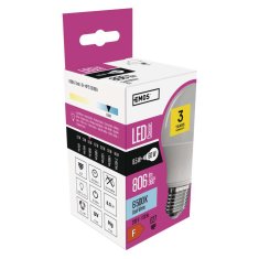 Emos LED žárovka Classic A60 / E27 / 8,5 W (60 W) / 806 lm / studená bílá