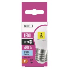 Emos LED žárovka Classic Mini Globe / E27 / 5 W (40 W) / 470 lm / studená bílá