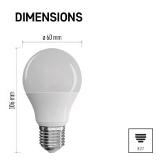 Emos LED žárovka Classic A60 / E27 / 8,5 W (60 W) / 806 lm / teplá bílá