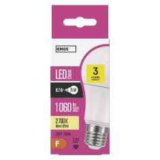 Emos 8 + 2 zdarma – LED žárovka Classic A60 / E27 / 10,5 W (75 W) / 1 060 lm / teplá bílá