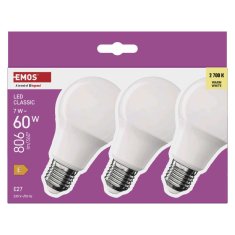 Emos LED žárovka Classic A60 / E27 / 7 W (60 W) / 806 lm / teplá bílá