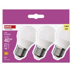 Emos LED žárovka Classic Mini Globe / E27 / 4,2 W (40 W) / 470 lm / teplá bílá