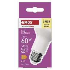 Emos LED žárovka Classic R63 / E27 / 7 W (60 W) / 806 lm / teplá bílá