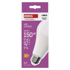 Emos LED žárovka Classic A80 / E27 / 20 W (150 W) / 2452 lm / neutrální bílá