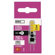 Emos LED žárovka Classic JC / G4 / 1,9 W (21 W) / 200 lm / neutrální bílá