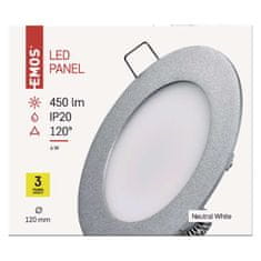 Emos LED podhledové svítidlo PROFI stříbrné, 12 cm, 6 W, neutrální bílá