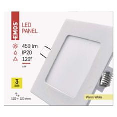 Emos LED podhledové svítidlo PROFI bílé, 12 x 12 cm, 6 W, teplá bílá