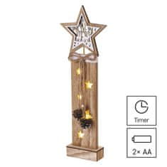 Emos LED dekorace dřevěná – hvězdy, 48 cm, 2x AA, vnitřní, teplá bílá, časovač