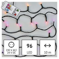 Emos LED vánoční řetěz, 10 m, venkovní i vnitřní, RGB, ovladač, programy, časovač