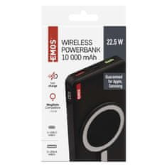 Emos Powerbanka WI 1022D, 10 000 mAh, 22,5 W+Wireless