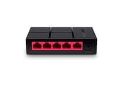 Mercusys MS105G 5-port 10/100/1000M mini Desktop Switch, 5 10/100/1000M RJ45 ports, Plastic case