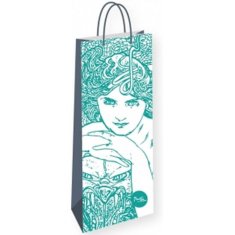 Dárková taška na lahev Alfons Mucha – Emerald, Fresh Collection