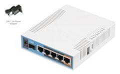 Mikrotik RB962UiGS-5HacT2HnT, hAP ac, 5x LAN, 2.4+5Ghz, 802.11b/g/n/ac, ROSL4, USB, 1x SFP