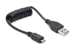 C-Tech GEMBIRD Kabel USB A Male/Micro B Male 2.0, 60cm, Black, kroucený