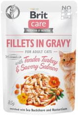 Brit Kapsička Care Cat krůta a losos, filety v omáčce 85g