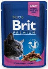 Brit Kapsička Premium Cat Pouches kuře a krůta 100g