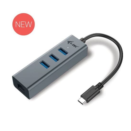 I-TEC USB-C Metal 3-portovy HUB s Gigabit Ethernet adapterom