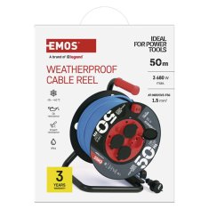 Emos Počasí odolný prodluž. kabel na bubnu 50 m / 4 zásuvky / modrý / PVC / 230 V / 1,5 mm2