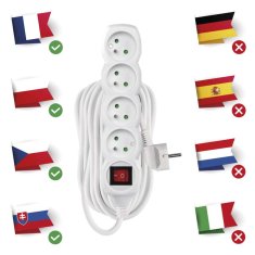 Emos Prodlužovací kabel 7 m / 4 zásuvky / s vypínačem / bílý / PVC / 1,5 mm2