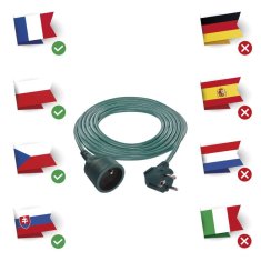 Emos Prodlužovací kabel 5 m / 1 zásuvka / zelený / PVC / 1 mm2