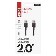 Emos USB kabel 2.0 A vidlice – A vidlice 2m